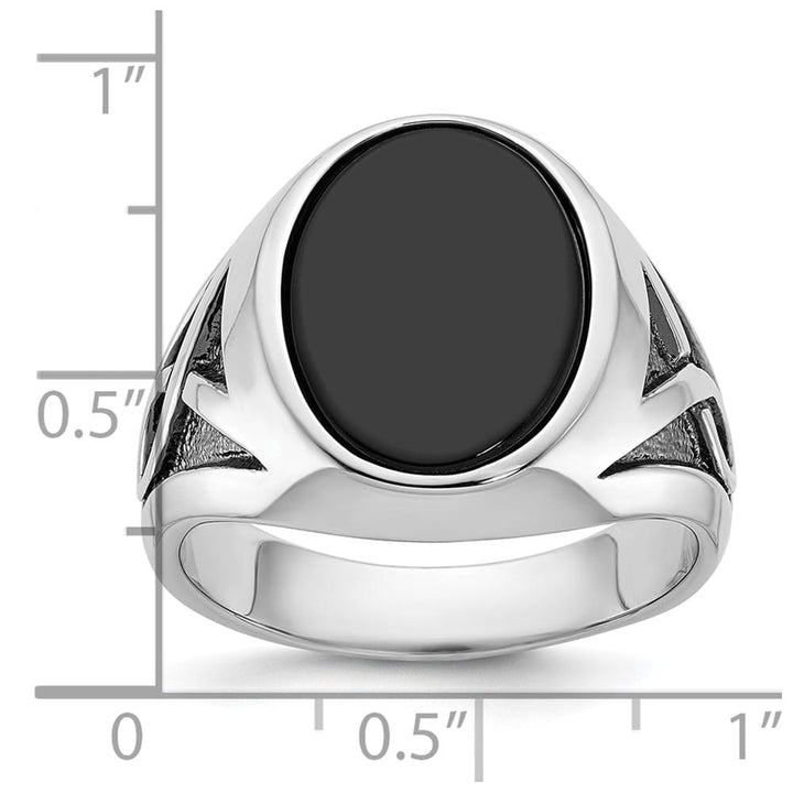 14k White Gold 15.67 mm Oval Onyx Men's Ring