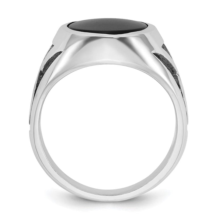 14k White Gold 15.67 mm Oval Onyx Men's Ring