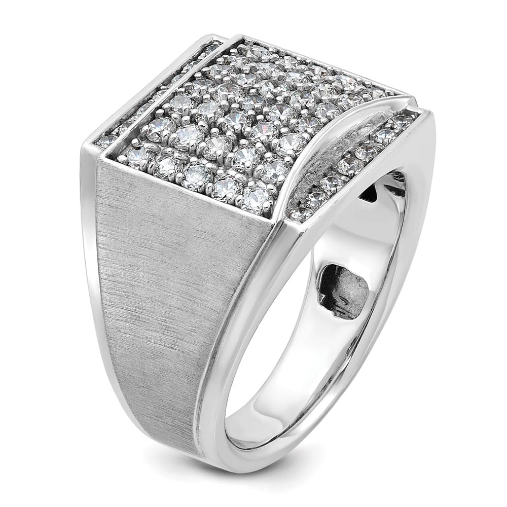 14k White Gold 17.24 mm I1 Quality Diamond Cluster Men's Ring