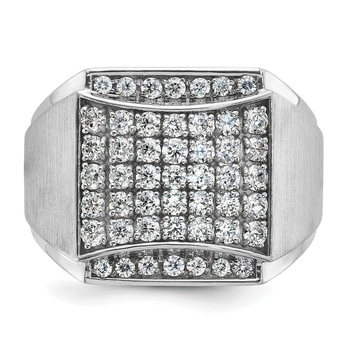 14k White Gold 17.24 mm I1 Quality Diamond Cluster Men's Ring