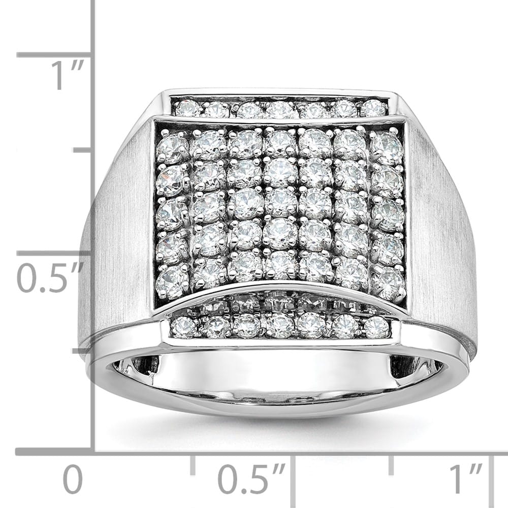 14k White Gold 17.24 mm I1 Quality Diamond Cluster Men's Ring