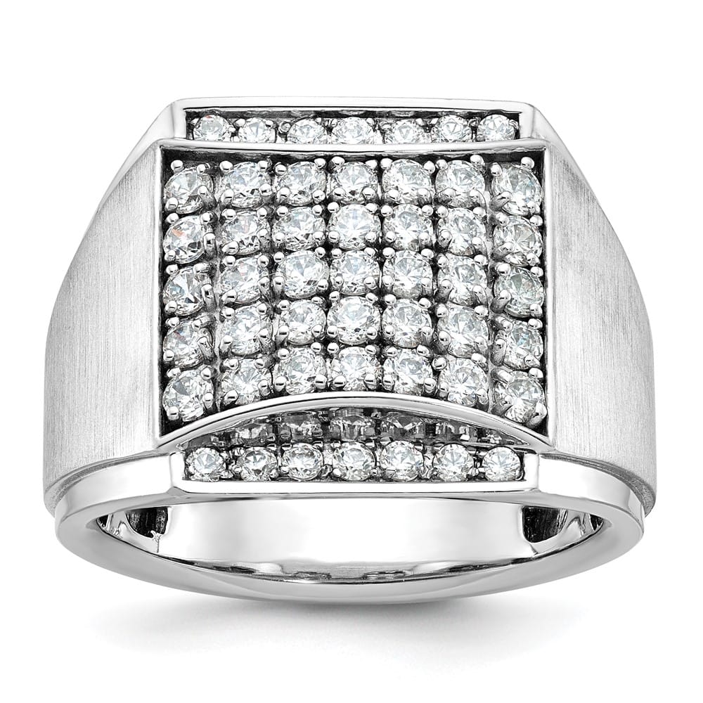 14k White Gold 17.24 mm I1 Quality Diamond Cluster Men's Ring