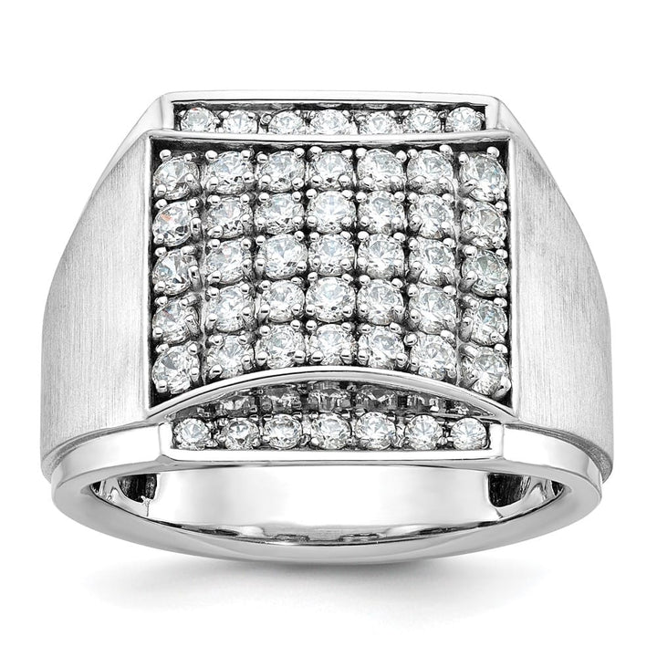 14k White Gold 17.24 mm I1 Quality Diamond Cluster Men's Ring