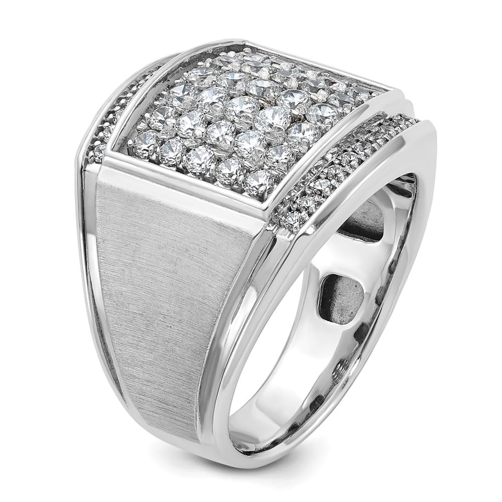 14k White Gold 19.7 mm I1 Quality Diamond Cluster Men's Ring
