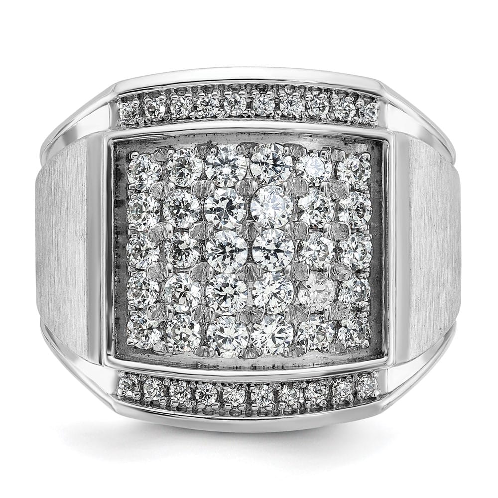 14k White Gold 19.7 mm I1 Quality Diamond Cluster Men's Ring