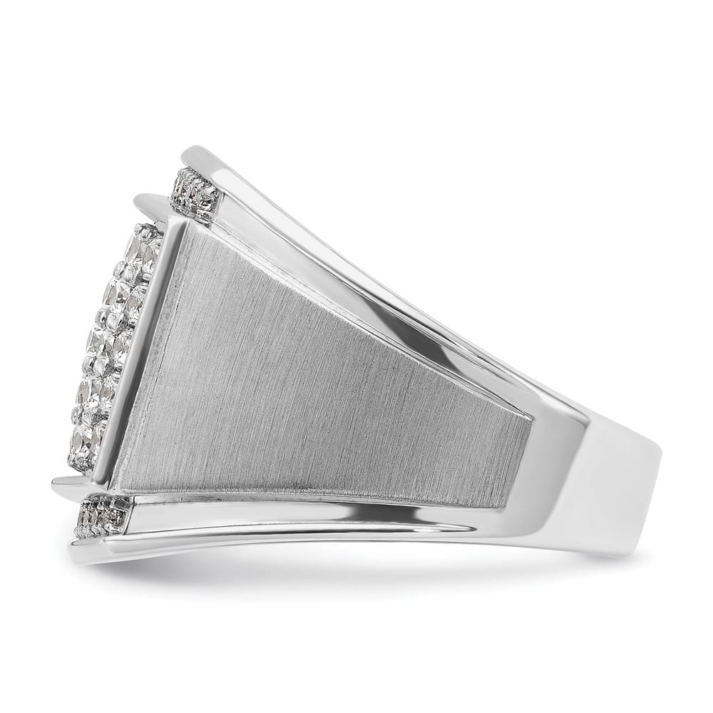 14k White Gold 19.7 mm I1 Quality Diamond Cluster Men's Ring