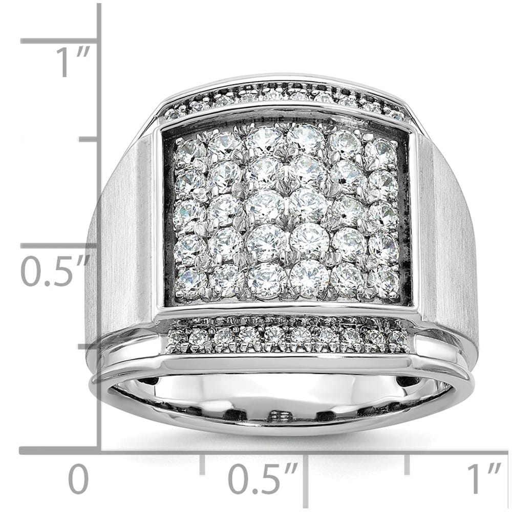14k White Gold 19.7 mm I1 Quality Diamond Cluster Men's Ring