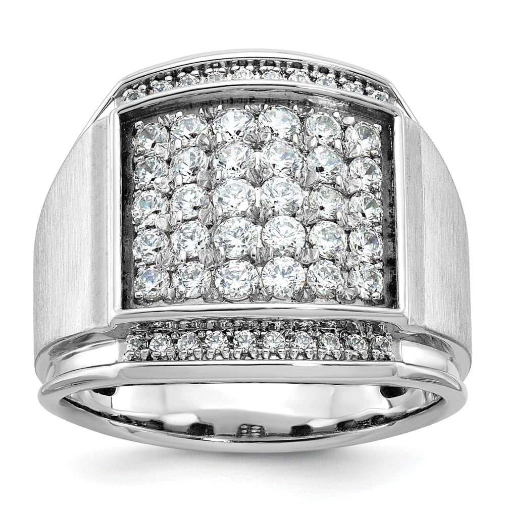 14k White Gold 19.7 mm I1 Quality Diamond Cluster Men's Ring