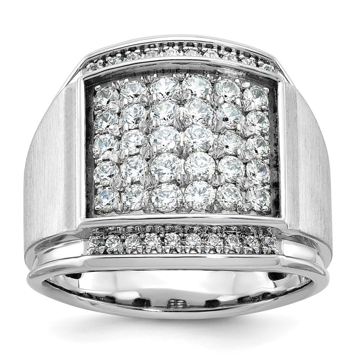 14k White Gold 19.7 mm I1 Quality Diamond Cluster Men's Ring