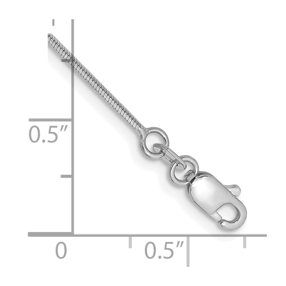 14K White Gold 1mm Octagonal Snake with Lobster Clasp Anklet