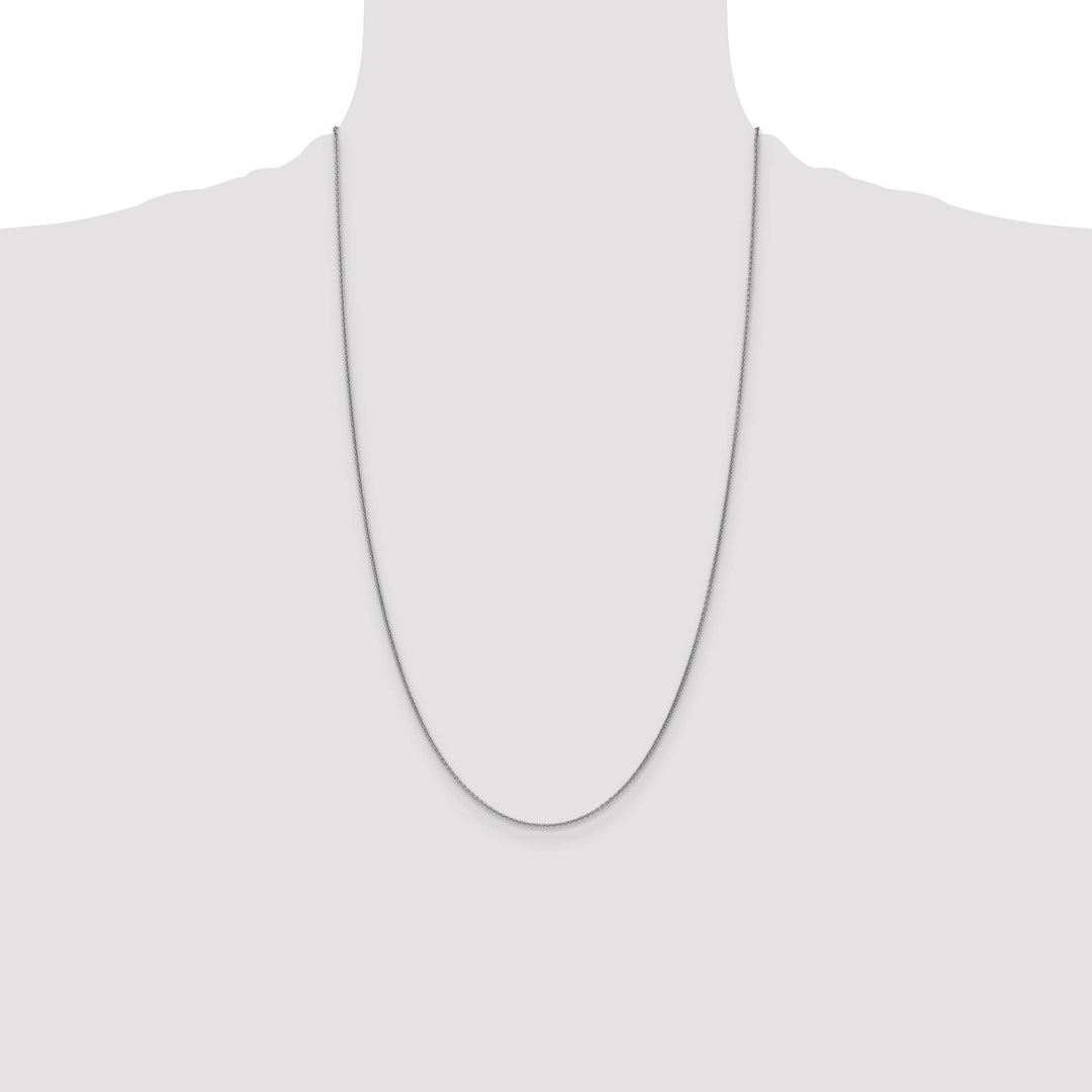14K White Gold 1mm Round Open Link Cable Chain 26 Inch