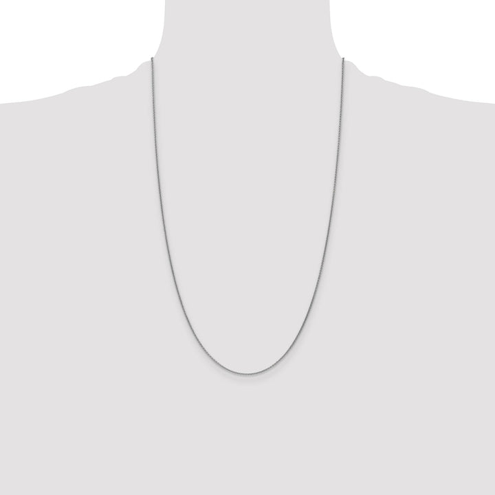 14K White Gold 1mm Round Open Link Cable Chain 26 Inch