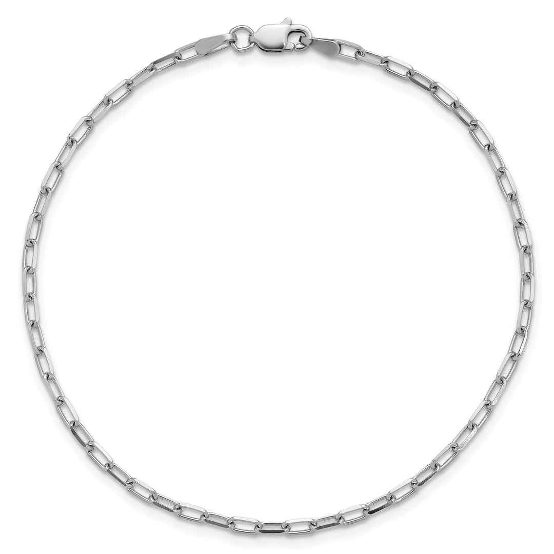 14K White Gold 2.1mm Solid Beveled Paperclip Anklet 10 Inch