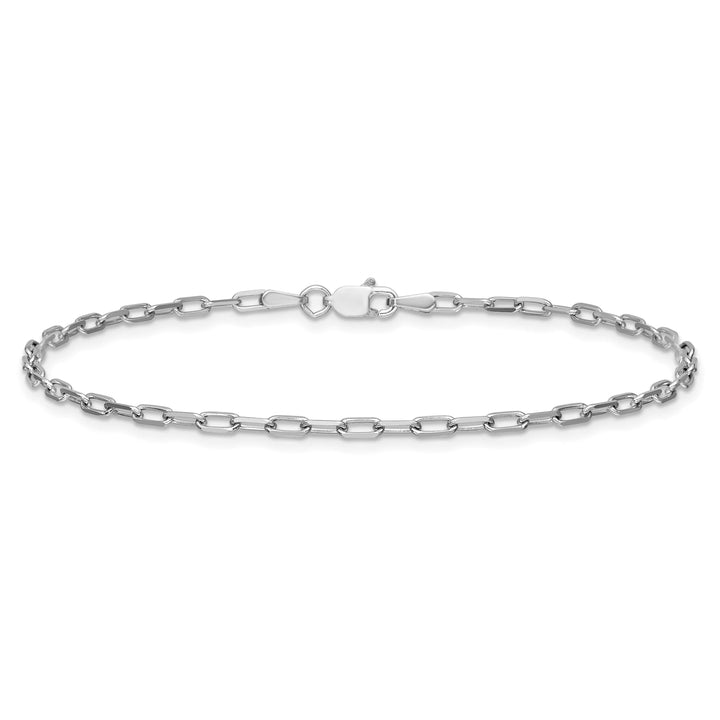 14K White Gold 2.1mm Solid Beveled Paperclip Anklet 10 Inch