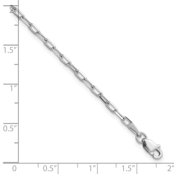 14K White Gold 2.1mm Solid Beveled Paperclip Anklet 10 Inch
