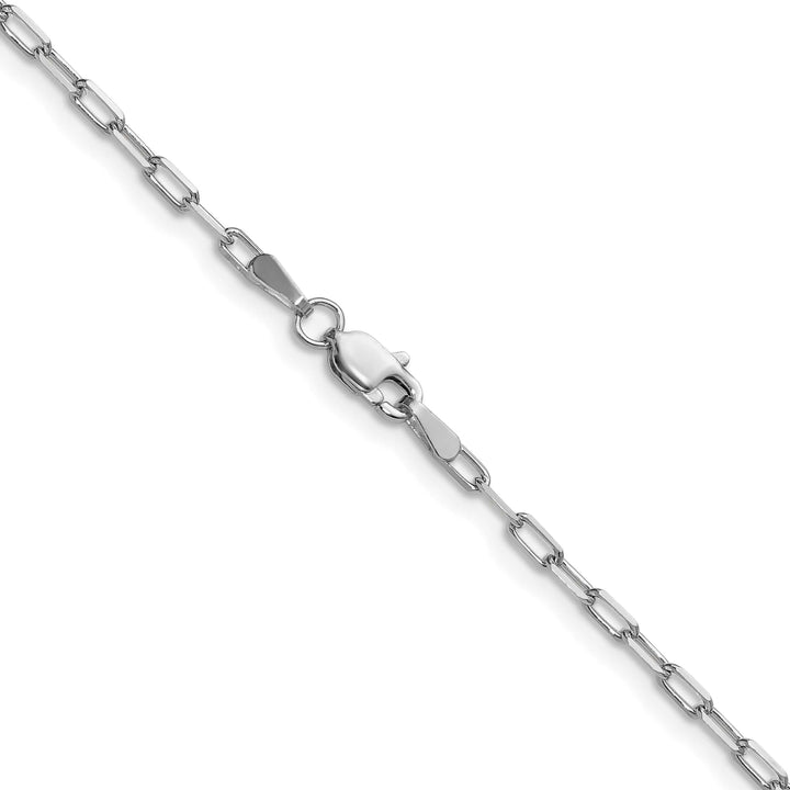 14K White Gold 2.1mm Solid Beveled Paperclip Chain 26 Inch