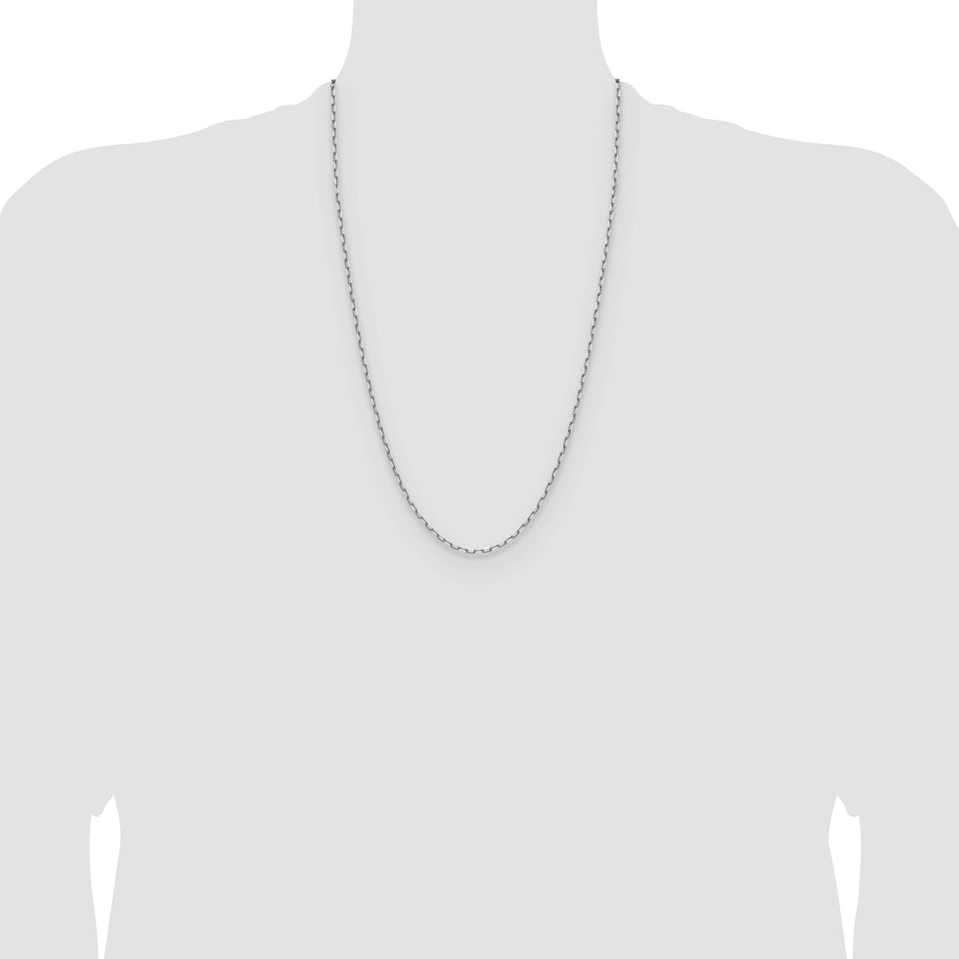 14K White Gold 2.1mm Solid Beveled Paperclip Chain 26 Inch