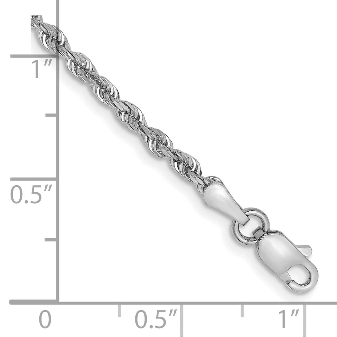 14K White Gold 2.25mm D.C. Quadruple Rope Lobster Clasp Anklet 10 Inch