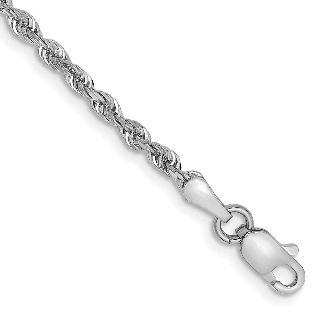 14K White Gold 2.25mm D.C. Quadruple Rope Lobster Clasp Anklet 10 Inch