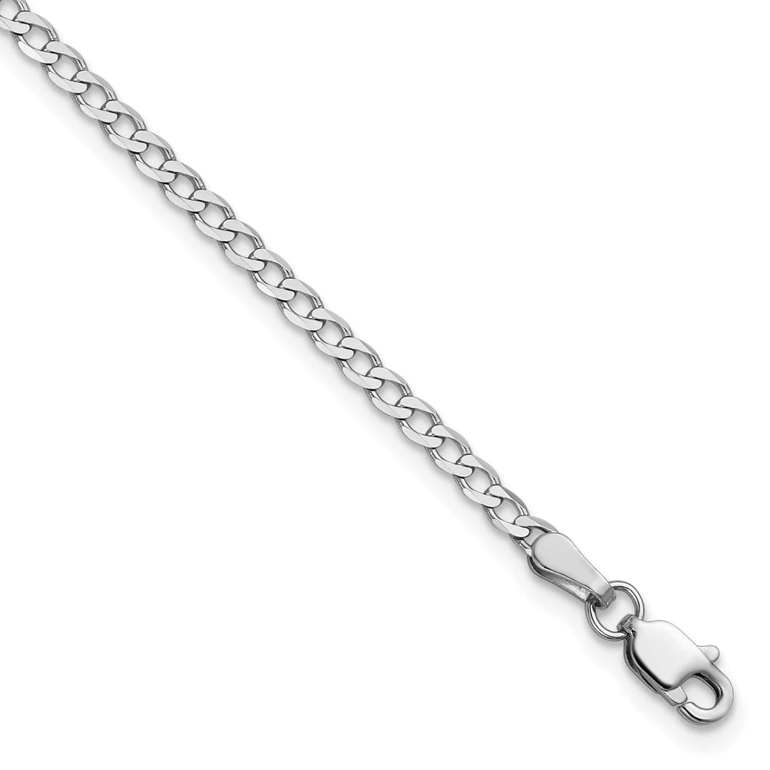 14K White Gold 2.2mm Flat Beveled Curb Bracelet