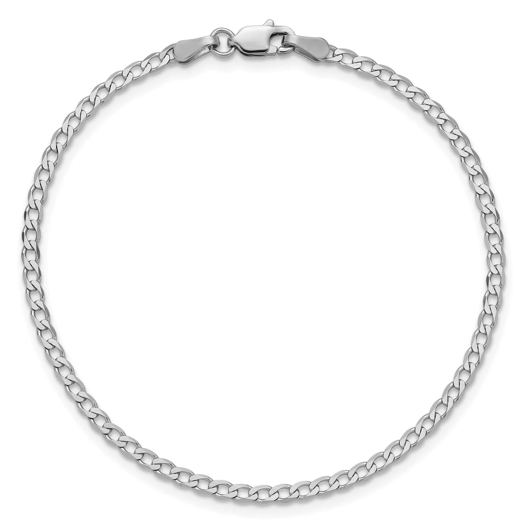 14K White Gold 2.2mm Flat Beveled Curb Bracelet