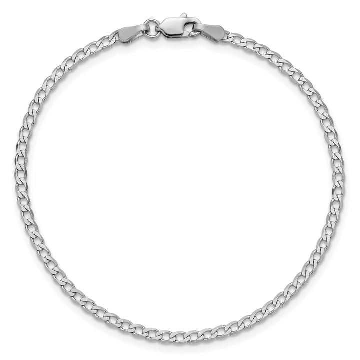 14K White Gold 2.2mm Flat Beveled Curb Bracelet