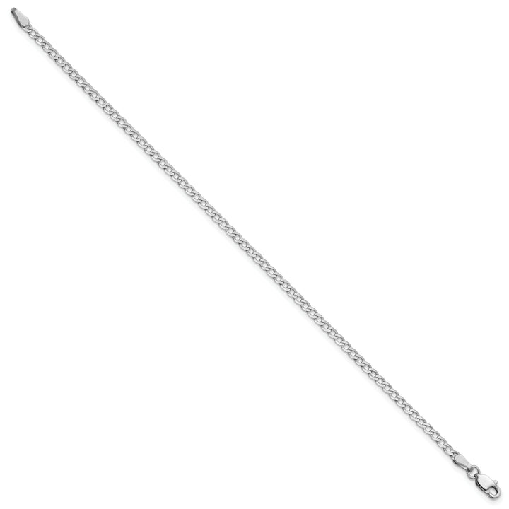 14K White Gold 2.2mm Flat Beveled Curb Bracelet