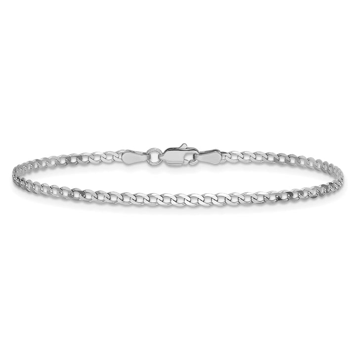14K White Gold 2.2mm Flat Beveled Curb Bracelet