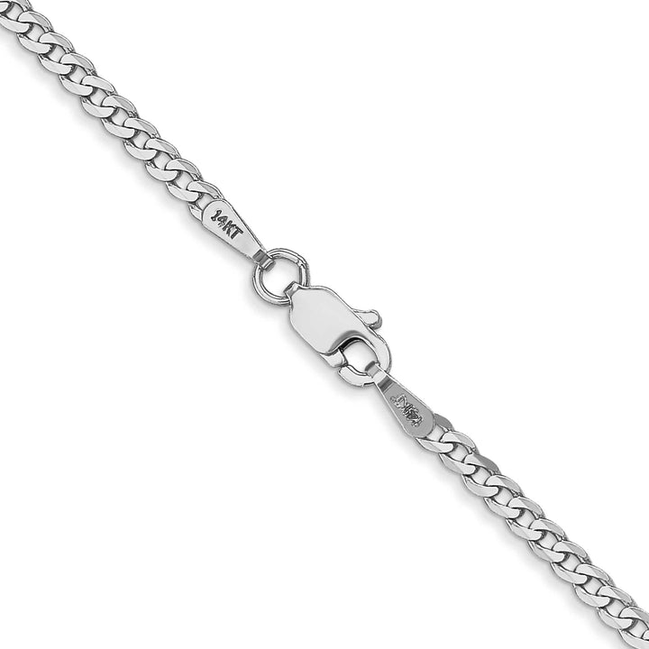 14K White Gold 2.2mm Flat Beveled Curb Chain