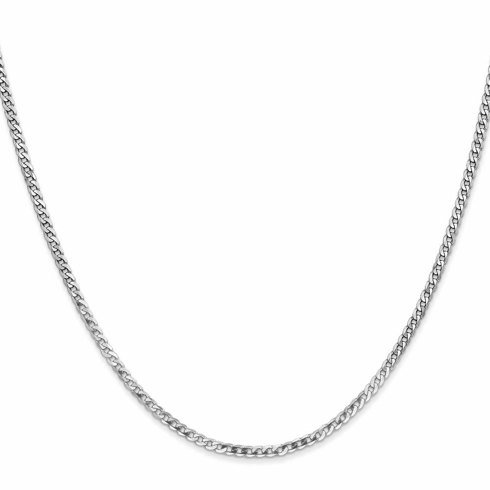 14K White Gold 2.2mm Flat Beveled Curb Chain