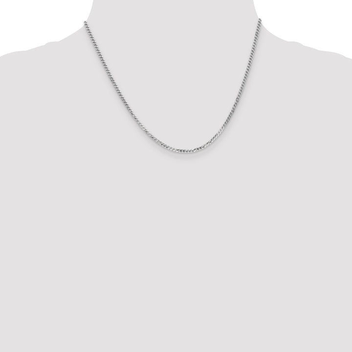 14K White Gold 2.2mm Flat Beveled Curb Chain