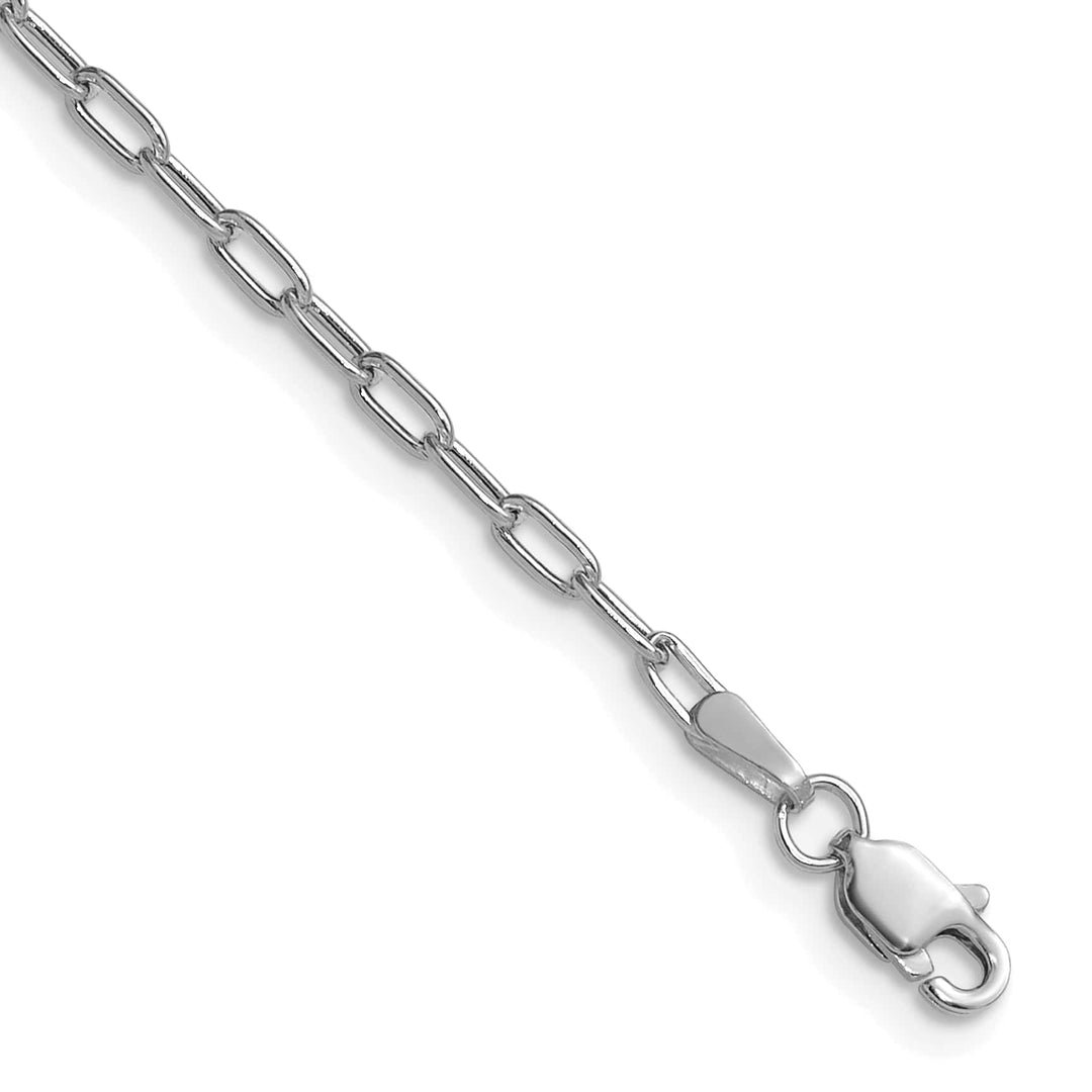 14K White Gold 2.2mm Semi-Solid Beveled Paperclip Anklet 10 Inch