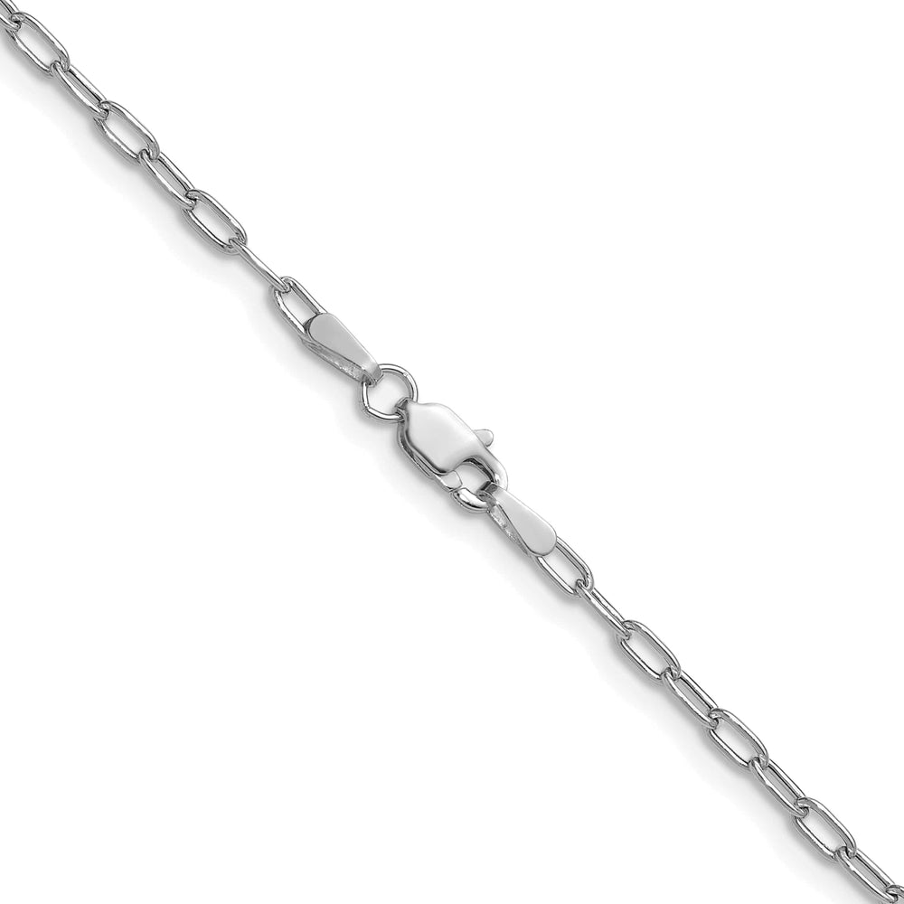 14K White Gold 2.2mm Semi-Solid Beveled Paperclip Chain 26 Inch