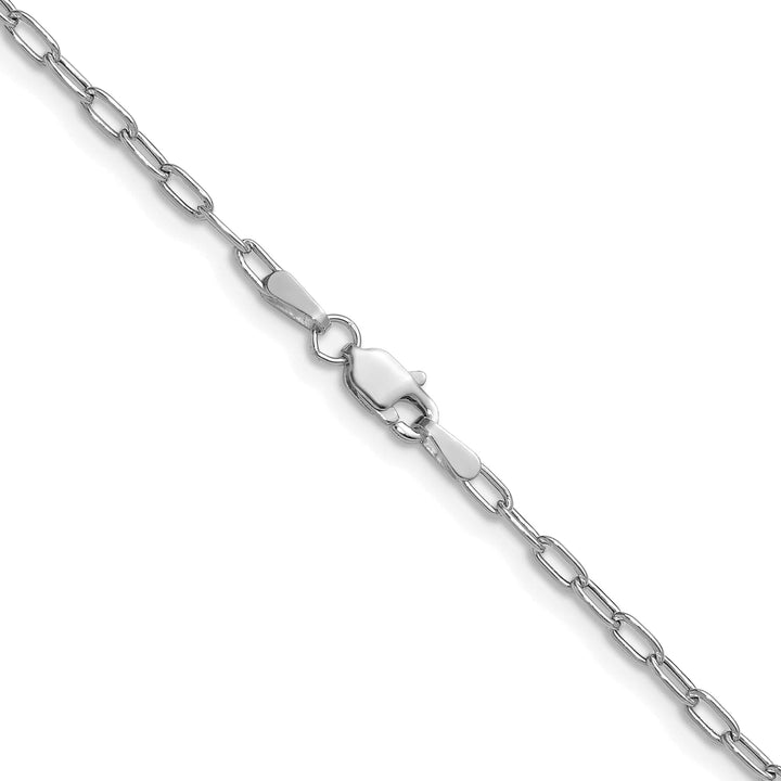 14K White Gold 2.2mm Semi-Solid Beveled Paperclip Chain 26 Inch