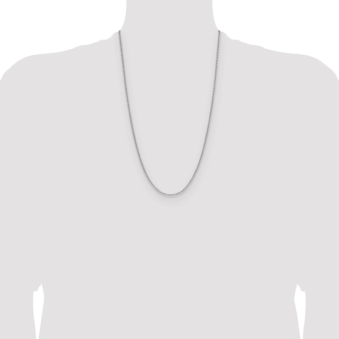 14K White Gold 2.2mm Semi-Solid Beveled Paperclip Chain 26 Inch