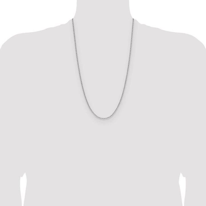 14K White Gold 2.2mm Semi-Solid Beveled Paperclip Chain 26 Inch