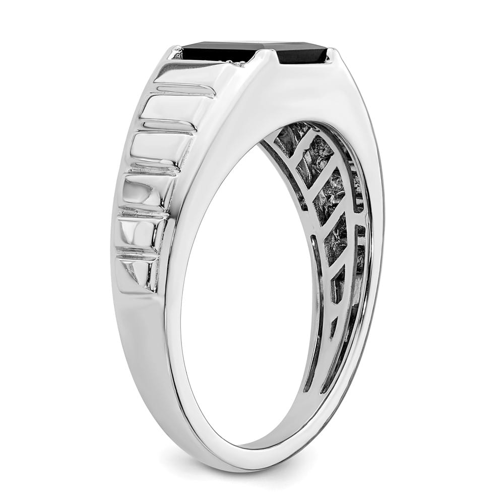 14k White Gold 2.3 mm IB Goodman 7 mm Square Onyx Diamond Men's Ring Stock Size 10 Ring Are Refundable