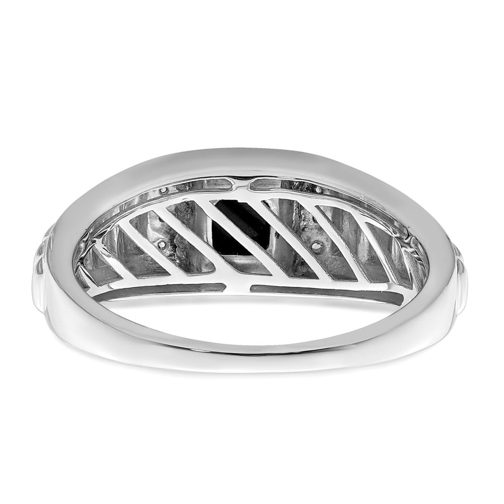 14k White Gold 2.3 mm IB Goodman 7 mm Square Onyx Diamond Men's Ring Stock Size 10 Ring Are Refundable