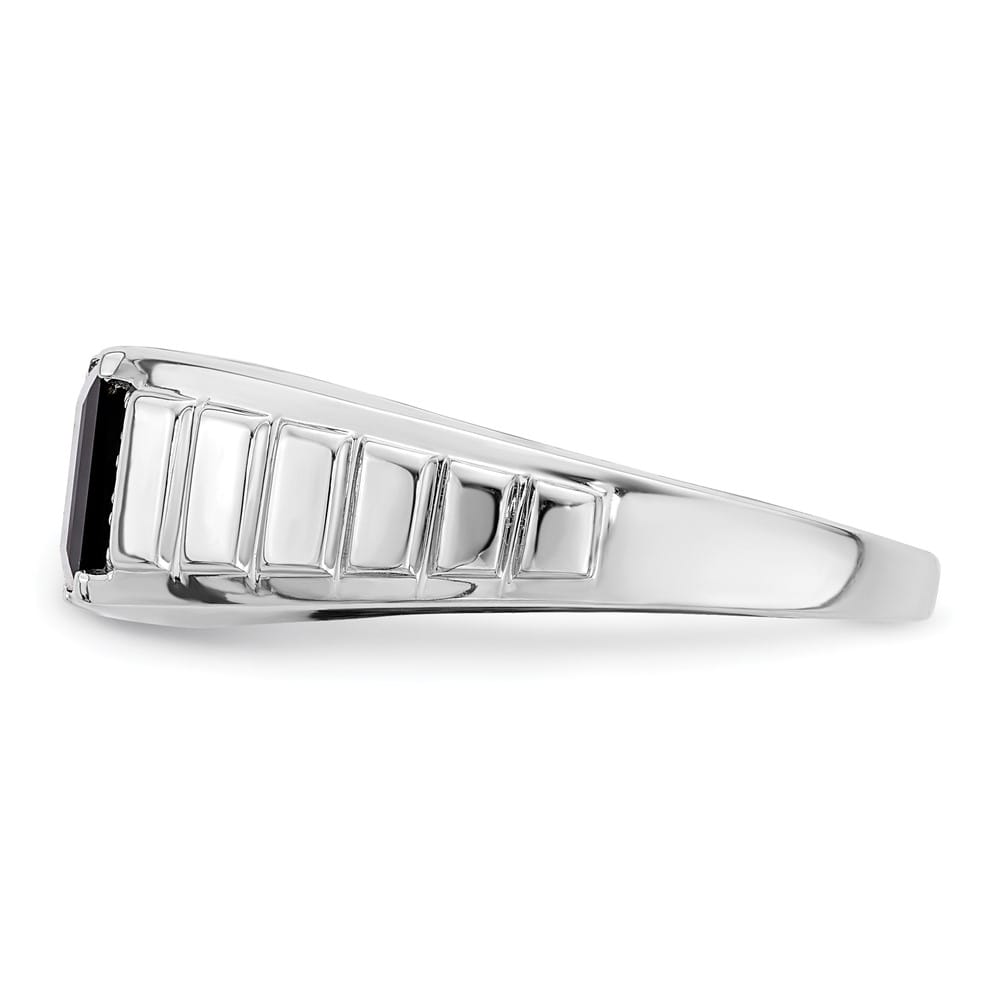 14k White Gold 2.3 mm IB Goodman 7 mm Square Onyx Diamond Men's Ring Stock Size 10 Ring Are Refundable