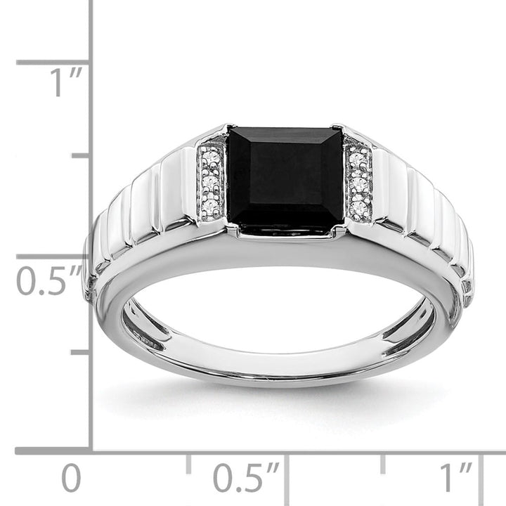 14k White Gold 2.3 mm IB Goodman 7 mm Square Onyx Diamond Men's Ring Stock Size 10 Ring Are Refundable