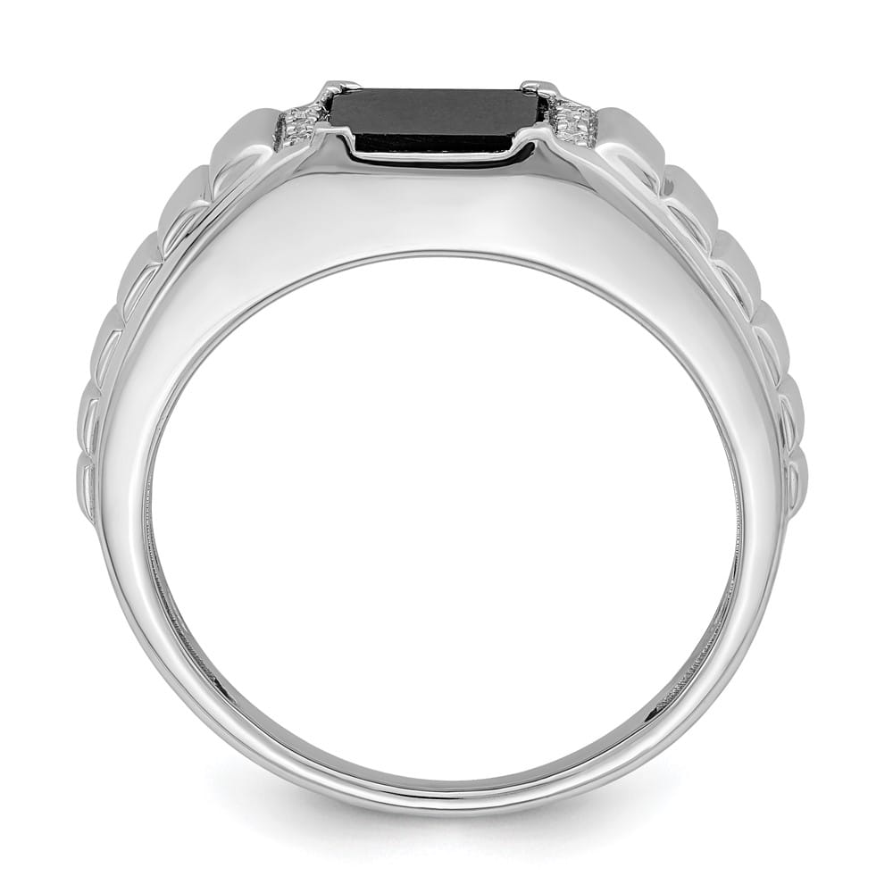 14k White Gold 2.3 mm IB Goodman 7 mm Square Onyx Diamond Men's Ring Stock Size 10 Ring Are Refundable