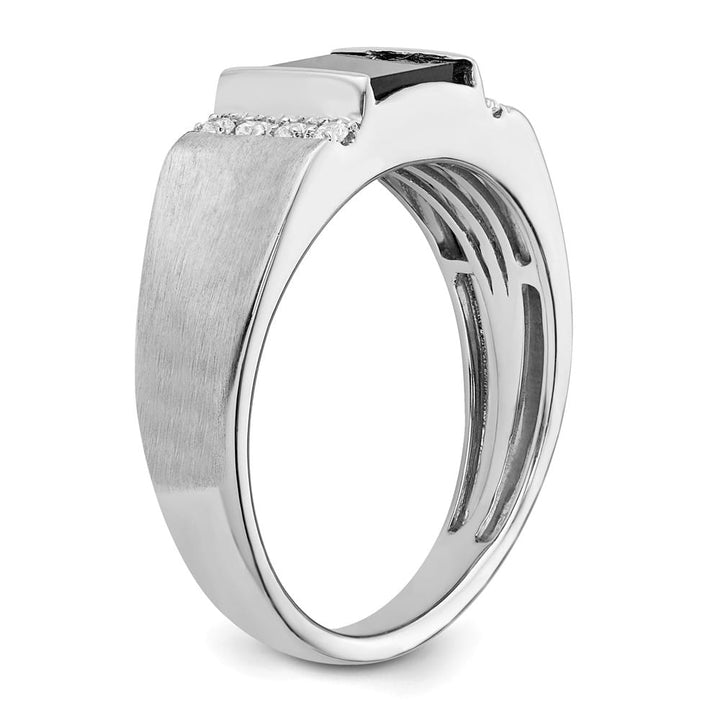 14k White Gold 2.75 mm IB Goodman 7 mm Square Onyx Diamond Men's Ring Stock Size 10 Ring Are Refundable