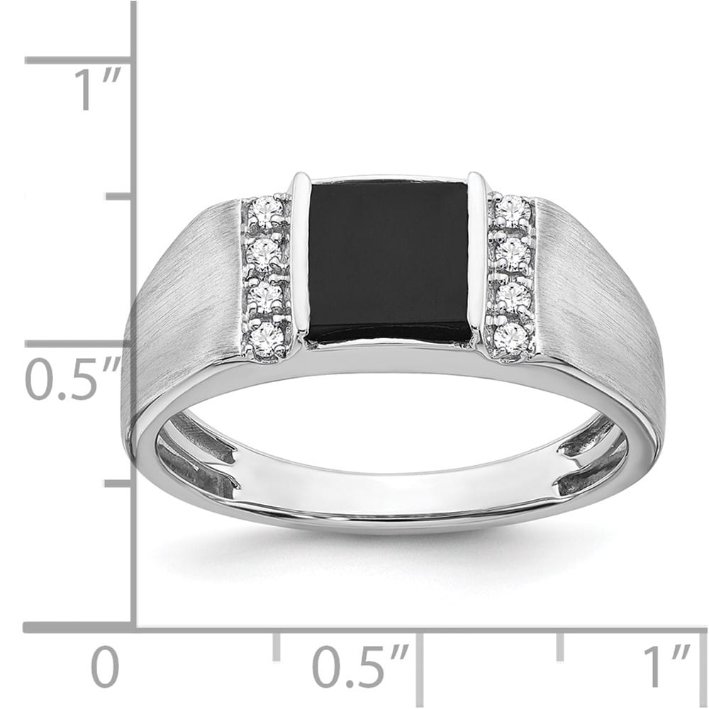 14k White Gold 2.75 mm IB Goodman 7 mm Square Onyx Diamond Men's Ring Stock Size 10 Ring Are Refundable