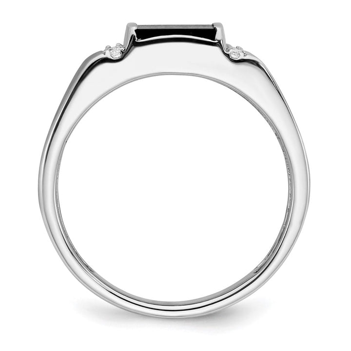 14k White Gold 2.75 mm IB Goodman 7 mm Square Onyx Diamond Men's Ring Stock Size 10 Ring Are Refundable
