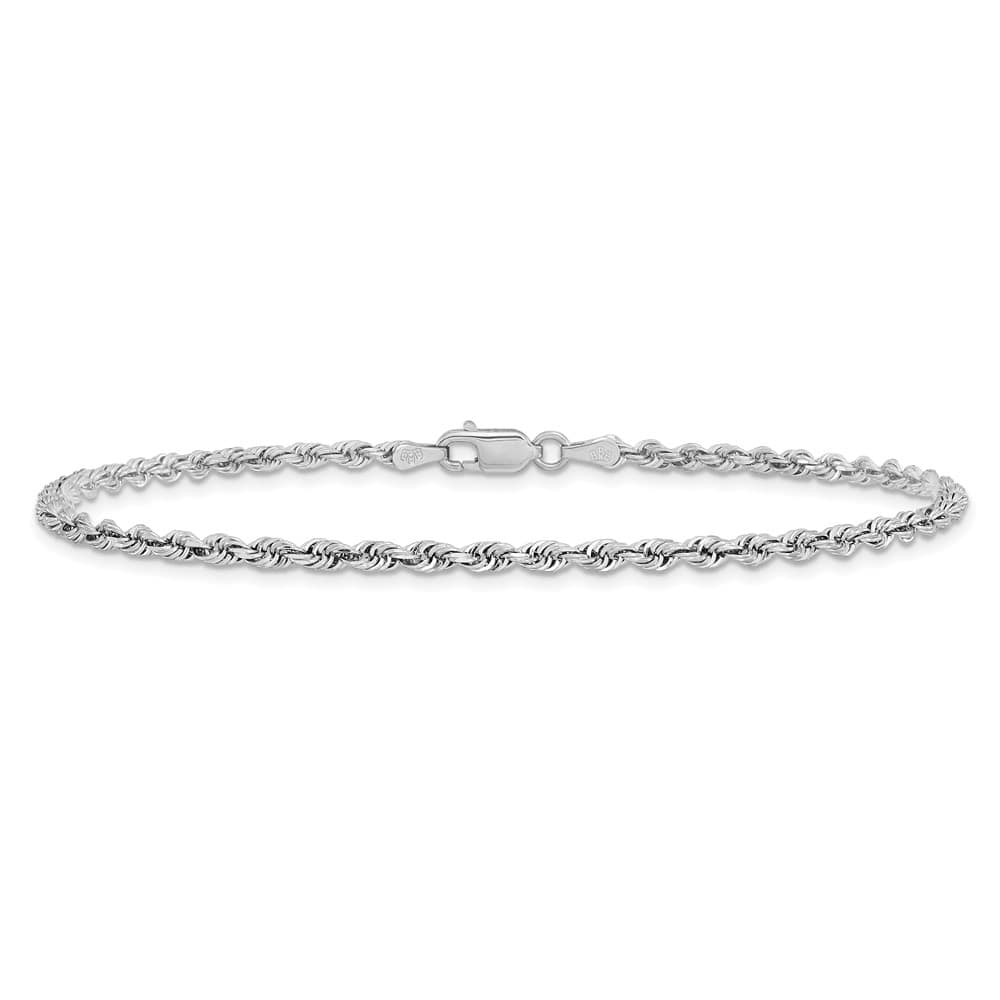 14K White Gold 2.75mm D.C. Quadruple Rope Lobster Clasp Anklet