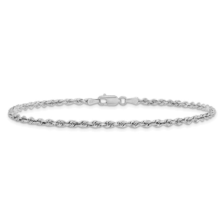 14K White Gold 2.75mm D.C. Quadruple Rope Lobster Clasp Anklet