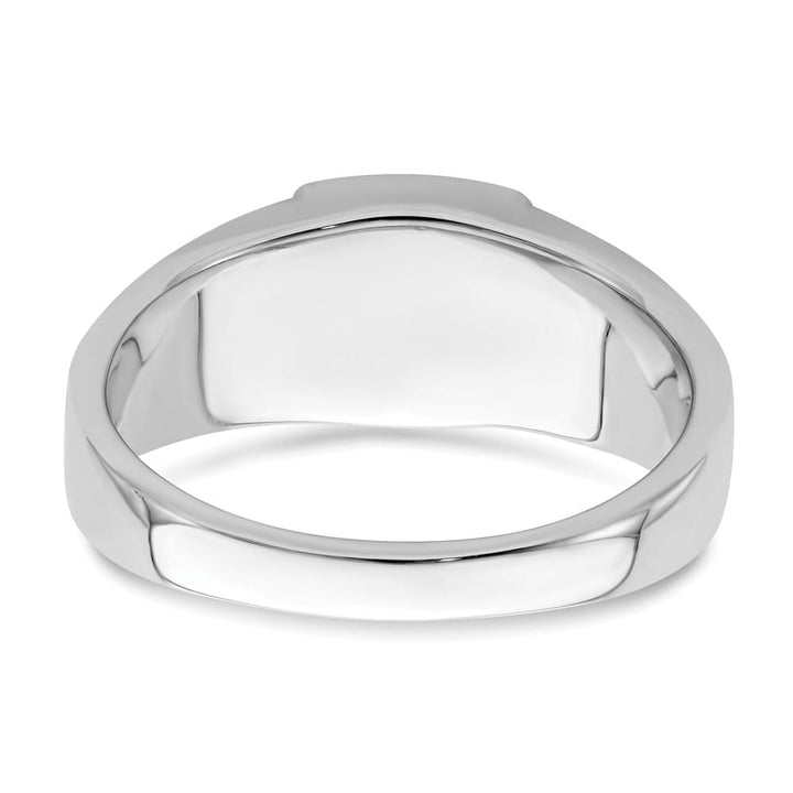 14k White Gold 2.8 mm IB Goodman 8 mm Cushion Onyx Diamond Men's Ring