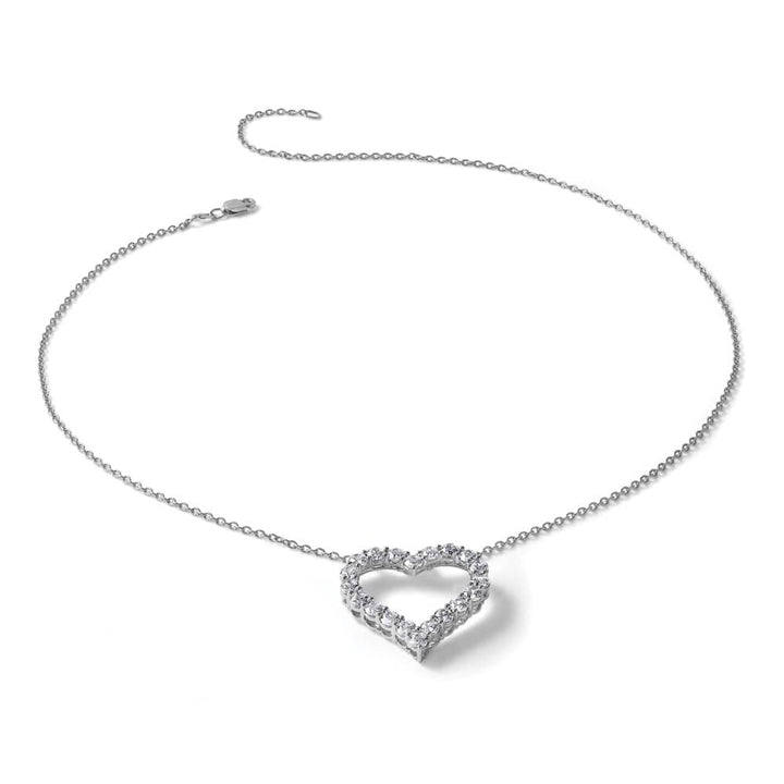 14K White Gold 2 carat Diamond Heart 18 inch Necklace
