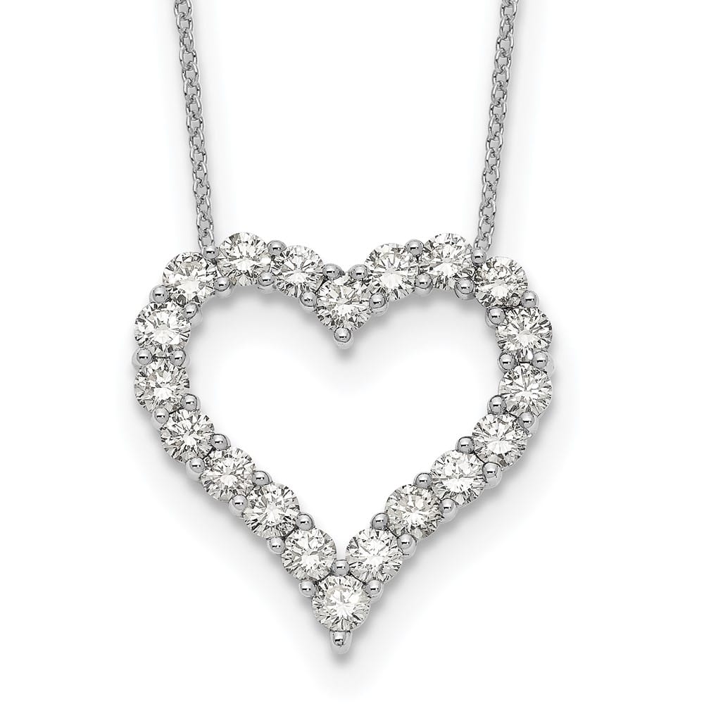 14K White Gold 2 carat Diamond Heart 18 inch Necklace