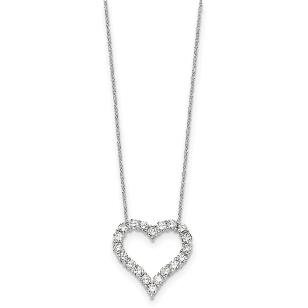 14K White Gold 2 carat Diamond Heart 18 inch Necklace